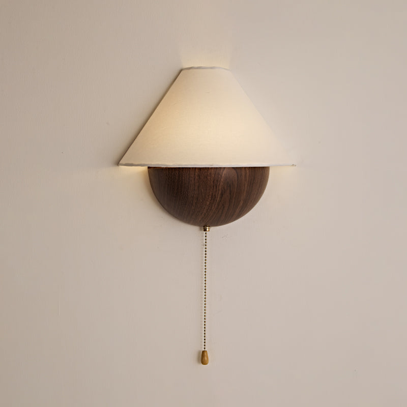 Transitional Travertine Wall Sconce With Warm Dimmable Glow in Walnut Wood Grain — Harbor Light Co.