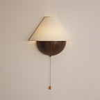 Transitional Travertine Wall Sconce With Warm Dimmable Glow in Walnut Wood Grain — Harbor Light Co.