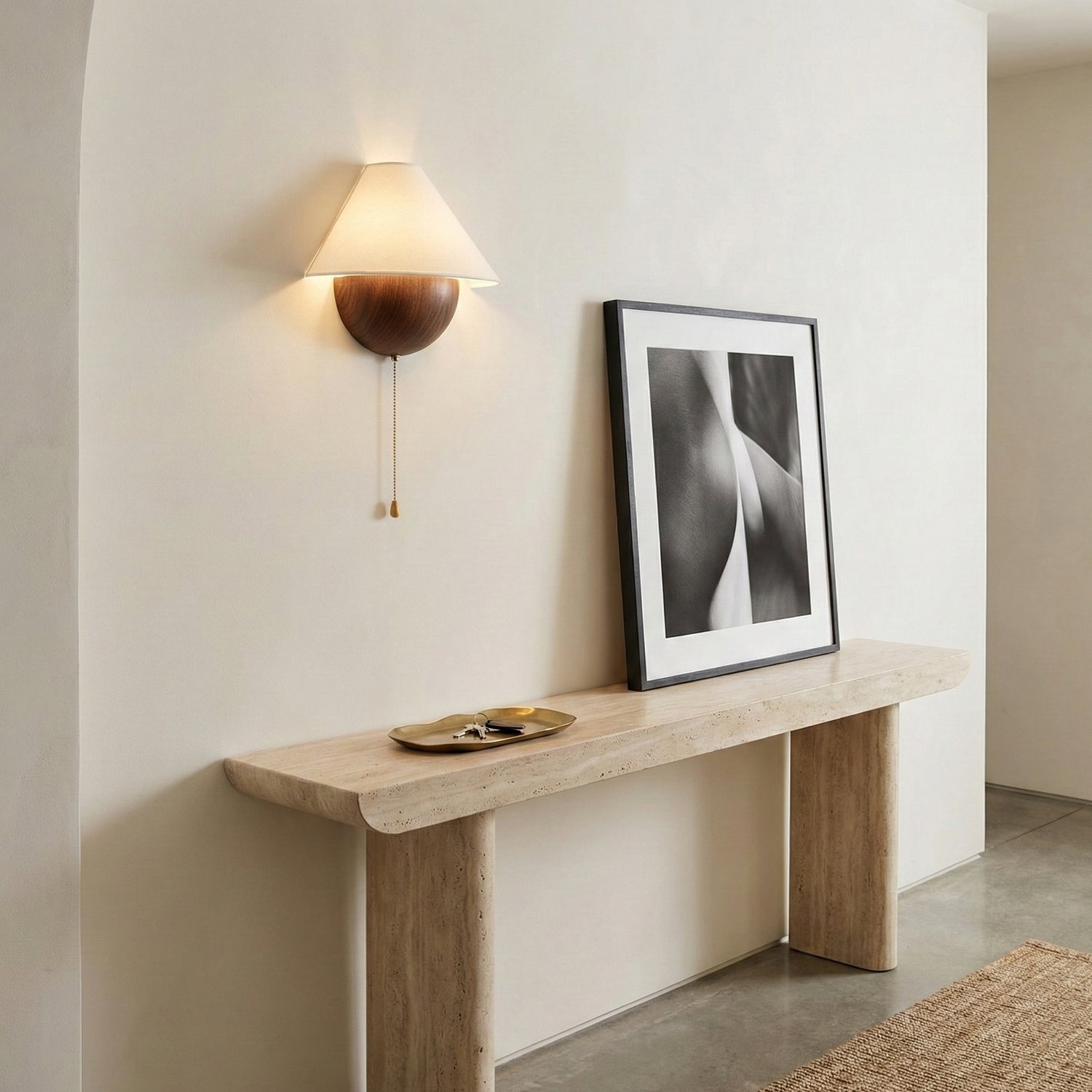 Transitional Travertine Wall Sconce With Warm Dimmable Glow — Harbor Light Co.