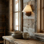 Transitional Travertine Wall Sconce With Warm Dimmable Glow — Harbor Light Co.