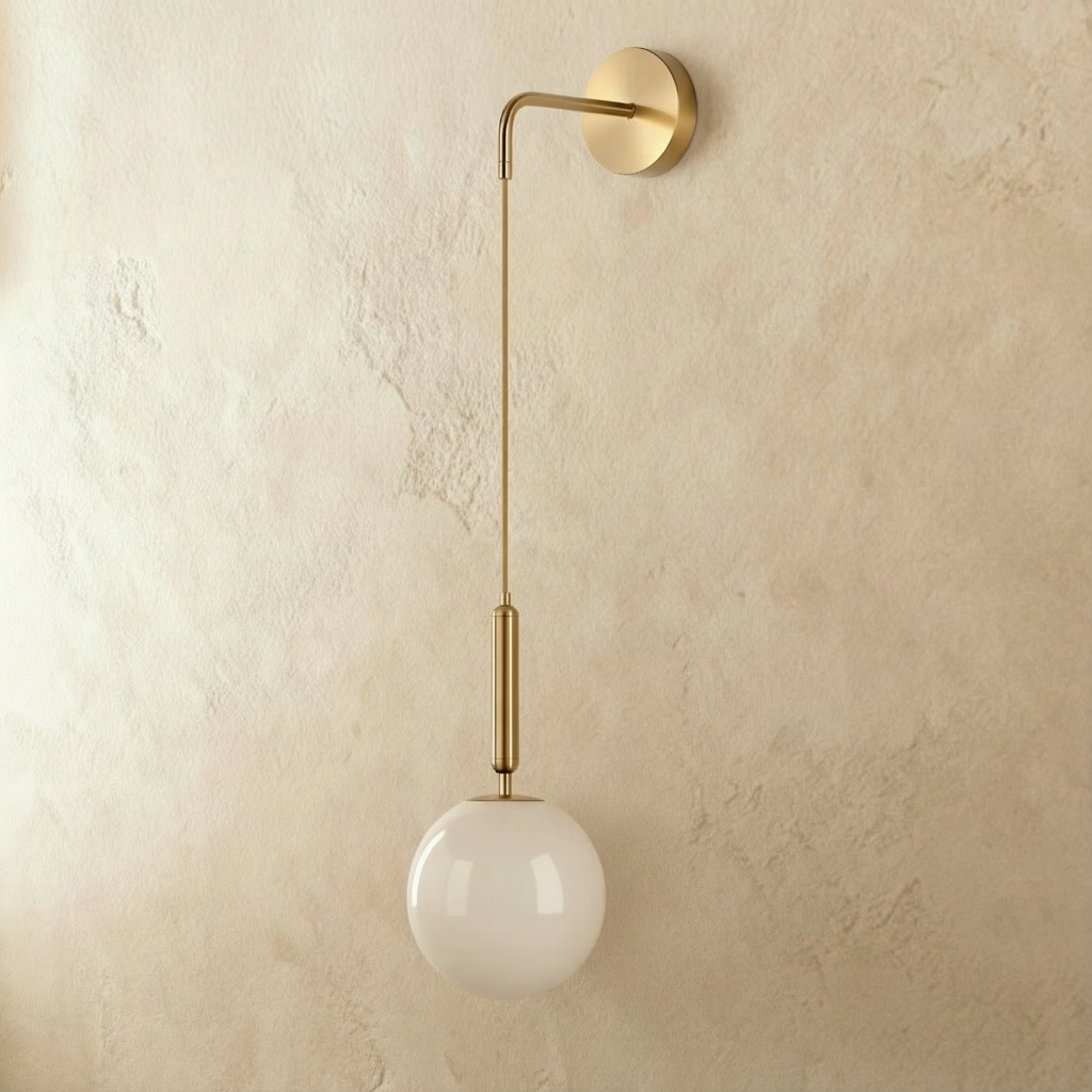 Glass Globe Hanging Wall Sconce with Slim Arm