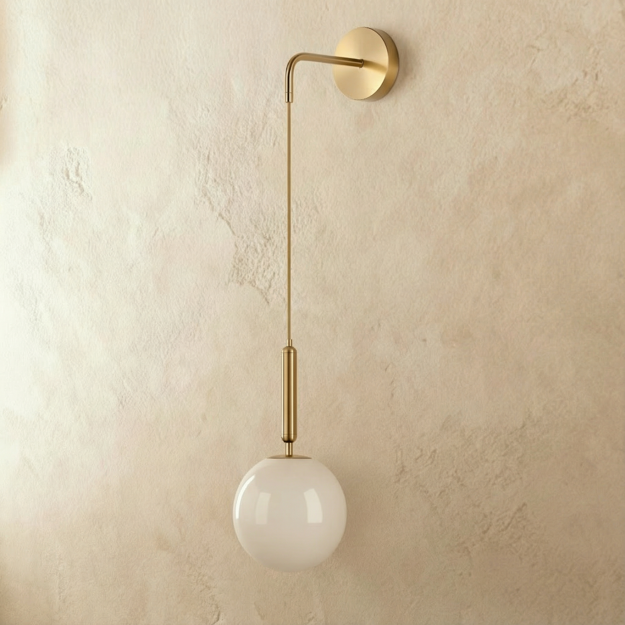 Glass Globe Hanging Wall Sconce with Slim Arm