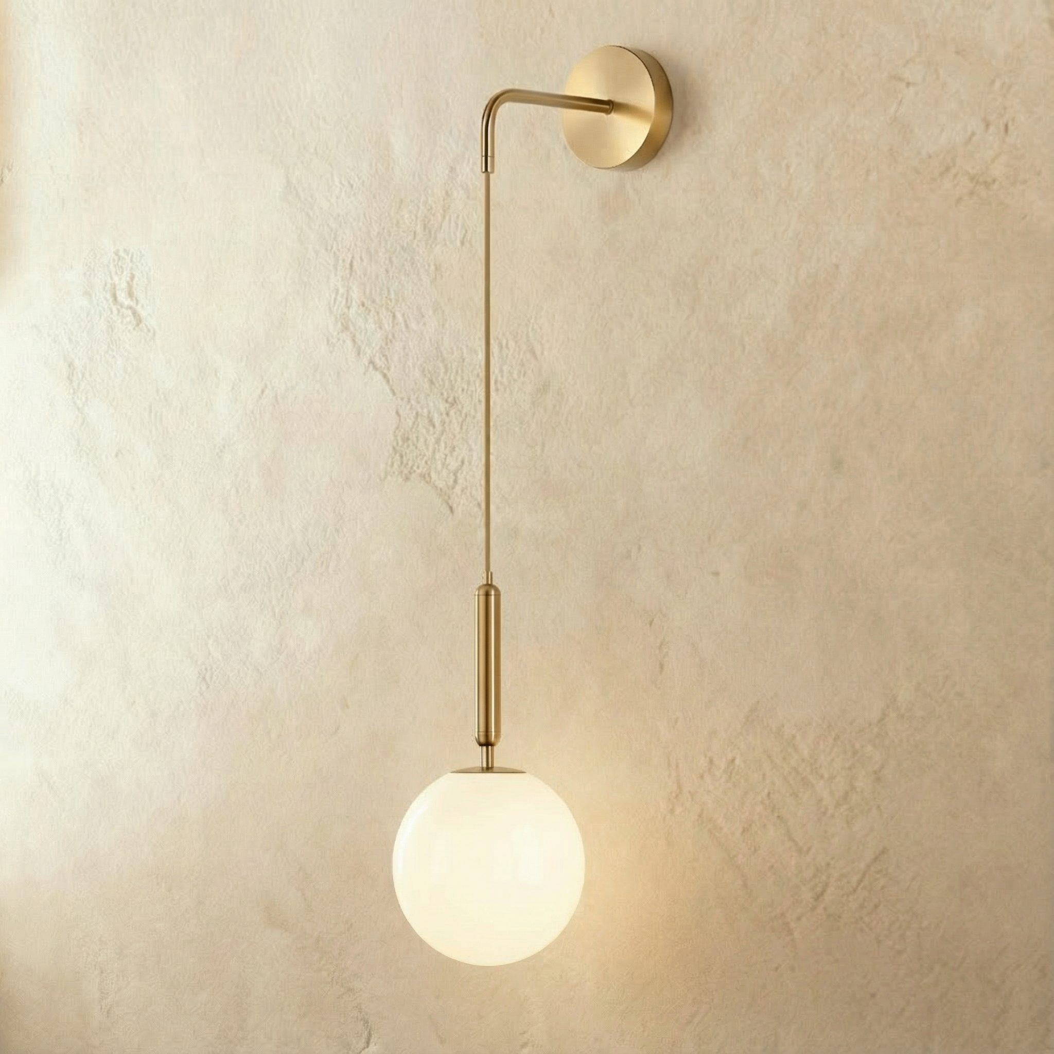 Glass Globe Hanging Wall Sconce with Slim Arm