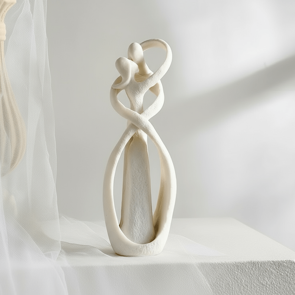 Abstract Couple Sculpture Resin Embracing Lovers Statue Modern Decorative Figurine for Living Room Bedroom Shelf and Office