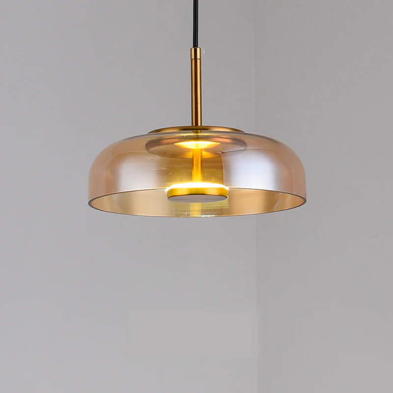 Glass Dining Room Pendant Light with Dimmable LED Light
