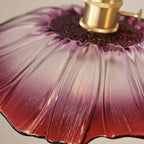 Retro Glass Flower Pendant Light with Brass Finish