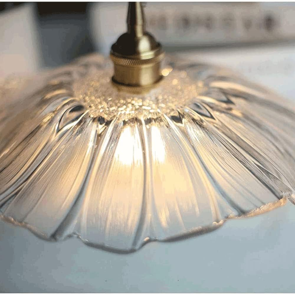 Retro Glass Flower Pendant Light with Brass Finish