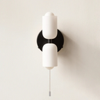 Vintage 2-Light Glass Wall Sconce with Round Backplate