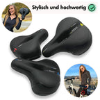 Wide Bike Seat with Memory Foam Padding Gel Shock Absorbing Bicycle Saddle Breathable Comfort Cushion for City and Trekking Bikes