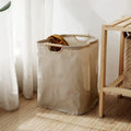 Japanese Style Cotton Linen Laundry Basket Foldable Storage Basket with Handles Freestanding Hamper for Bedroom Bathroom and Closet