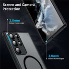 Magnetic Phone Case for Samsung Galaxy Shockproof Frosted Matte Cover with Wireless Charging Ring Camera and Screen Protection