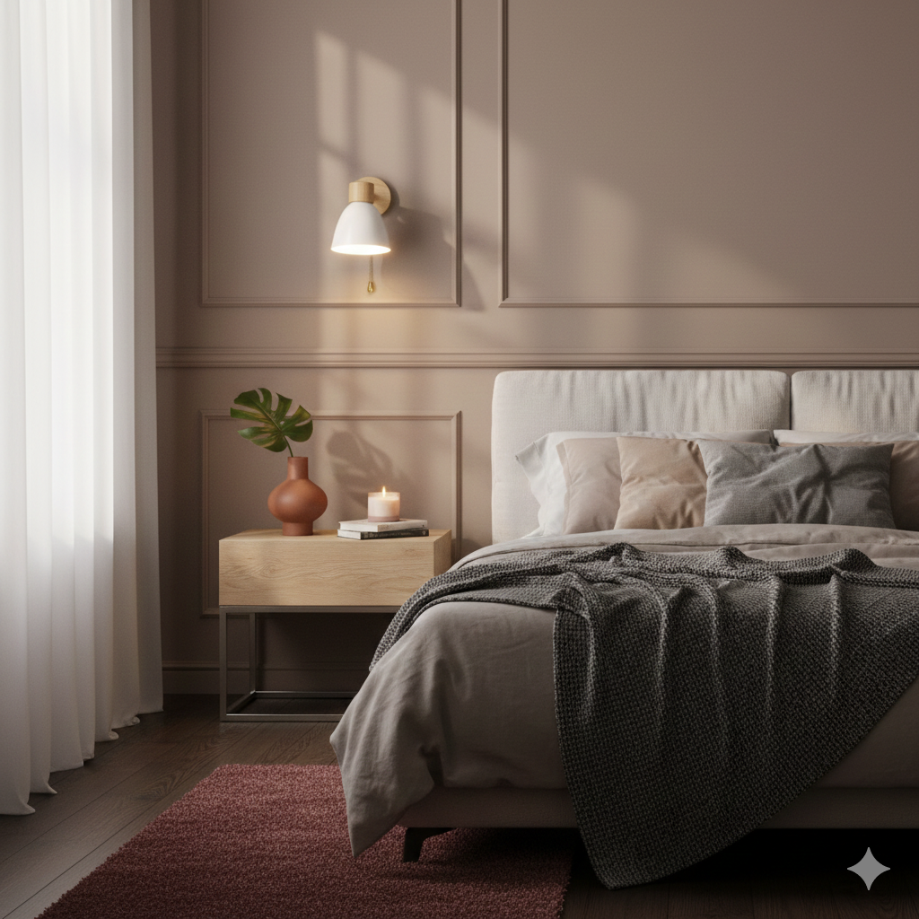 Modern Wooden Cone Shade Wall Sconce with Pull Chain