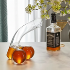 Novelty Glass Decanter with Curved Spout and Double Bulb Base Beverage Carafe for Wine Whiskey and Juice