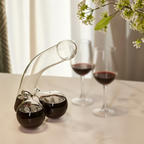 Novelty Glass Decanter with Curved Spout and Double Bulb Base Beverage Carafe for Wine Whiskey and Juice