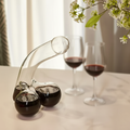 Novelty Glass Decanter with Curved Spout and Double Bulb Base Beverage Carafe for Wine Whiskey and Juice