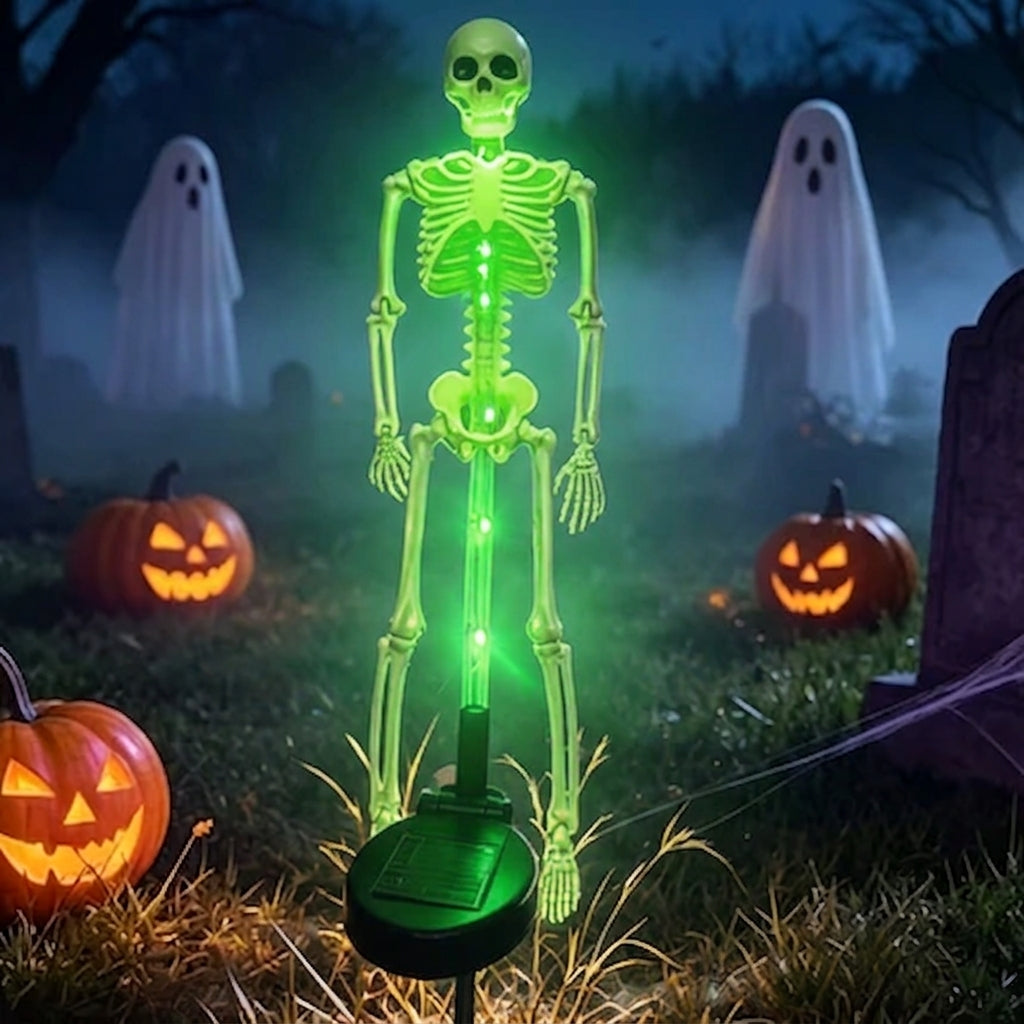 Halloween Skeleton Solar Stake Light Waterproof LED Outdoor Ground Skeleton Lamp Plastic Landscape Light for Yard Garden and Pathway Decoration