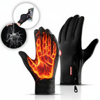 Touchscreen Winter Gloves Thermal Windproof Full Finger Neoprene Gloves with Zipper Wrist and Non-Slip Grip for Men and Women