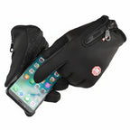 Touchscreen Winter Gloves Thermal Windproof Full Finger Neoprene Gloves with Zipper Wrist and Non-Slip Grip for Men and Women