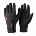 Touchscreen Winter Gloves Thermal Windproof Full Finger Neoprene Gloves with Zipper Wrist and Non-Slip Grip for Men and Women