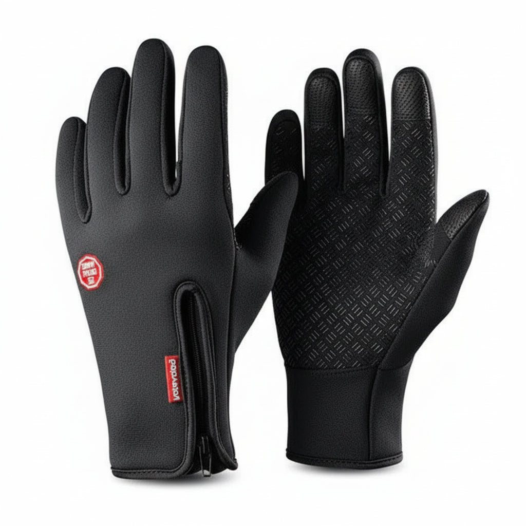Touchscreen Winter Gloves Thermal Windproof Full Finger Neoprene Gloves with Zipper Wrist and Non-Slip Grip for Men and Women
