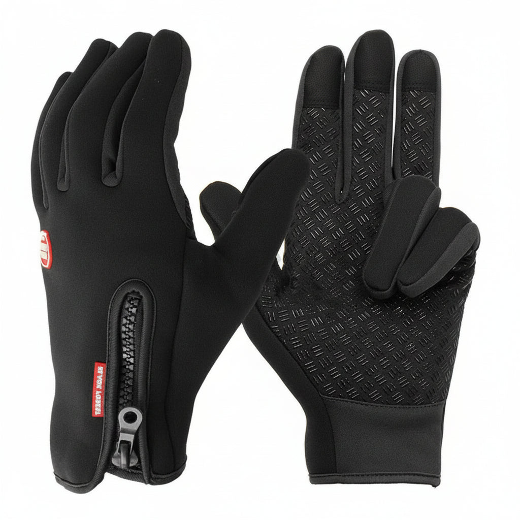 Touchscreen Winter Gloves Thermal Windproof Full Finger Neoprene Gloves with Zipper Wrist and Non-Slip Grip for Men and Women