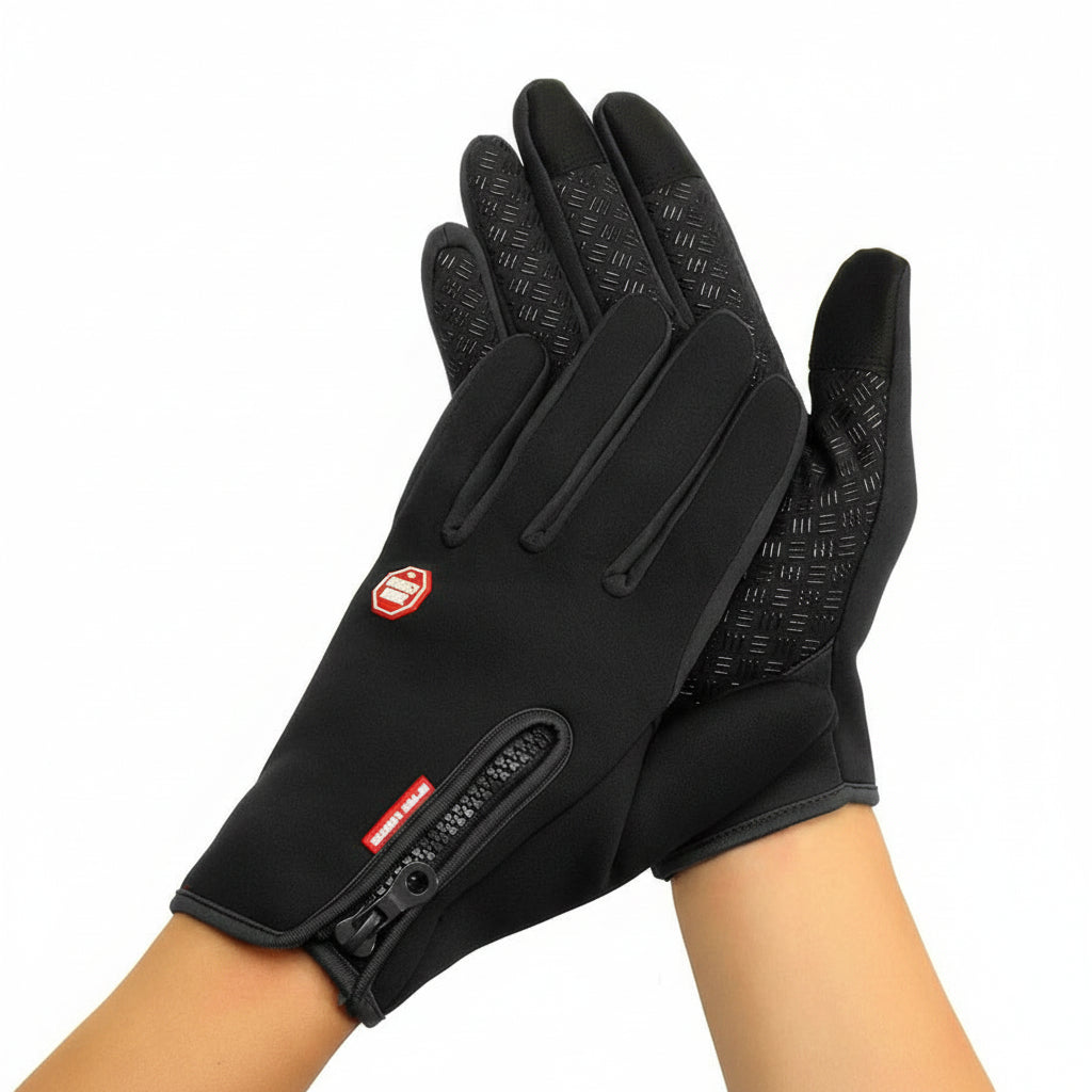 Touchscreen Winter Gloves Thermal Windproof Full Finger Neoprene Gloves with Zipper Wrist and Non-Slip Grip for Men and Women
