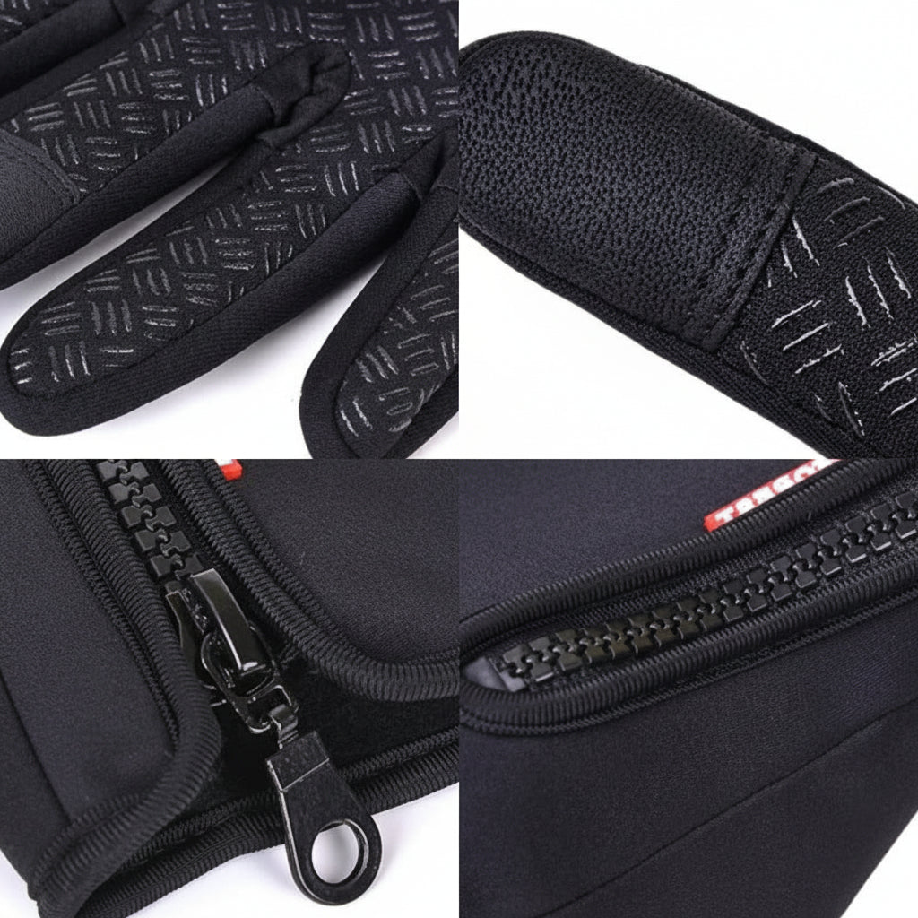 Touchscreen Winter Gloves Thermal Windproof Full Finger Neoprene Gloves with Zipper Wrist and Non-Slip Grip for Men and Women