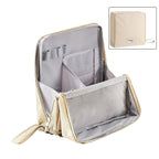 Structured Travel Makeup Bag Organizer with Brush Holder and Compartments