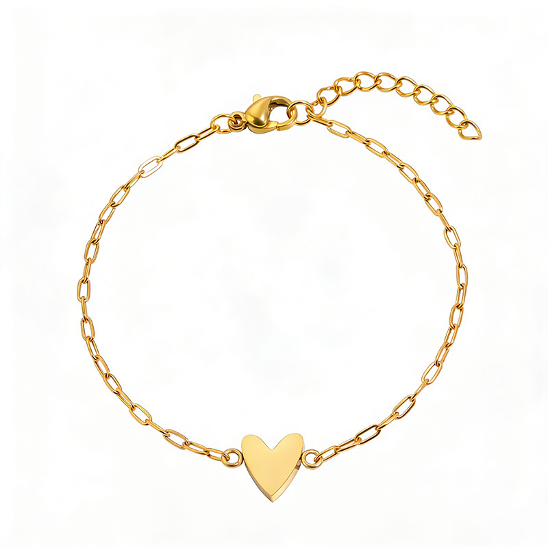 Heart Charm Bracelet Adjustable Stainless Steel Chain Matching Couple Bracelet Set Minimalist Friendship Jewelry for Women and Men