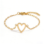 Heart Charm Bracelet Adjustable Stainless Steel Chain Matching Couple Bracelet Set Minimalist Friendship Jewelry for Women and Men