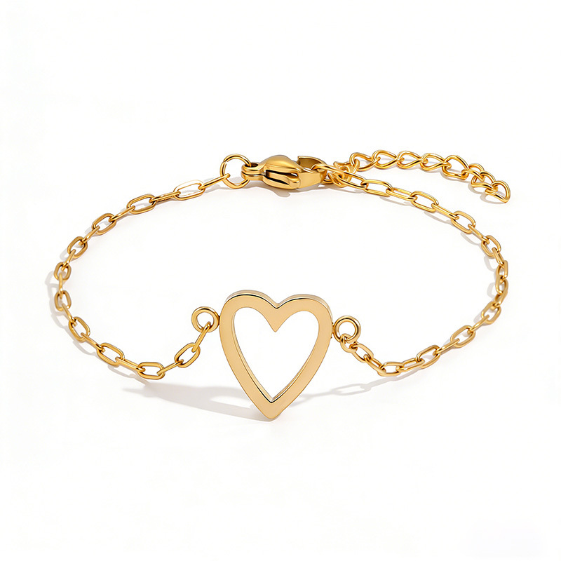Heart Charm Bracelet Adjustable Stainless Steel Chain Matching Couple Bracelet Set Minimalist Friendship Jewelry for Women and Men