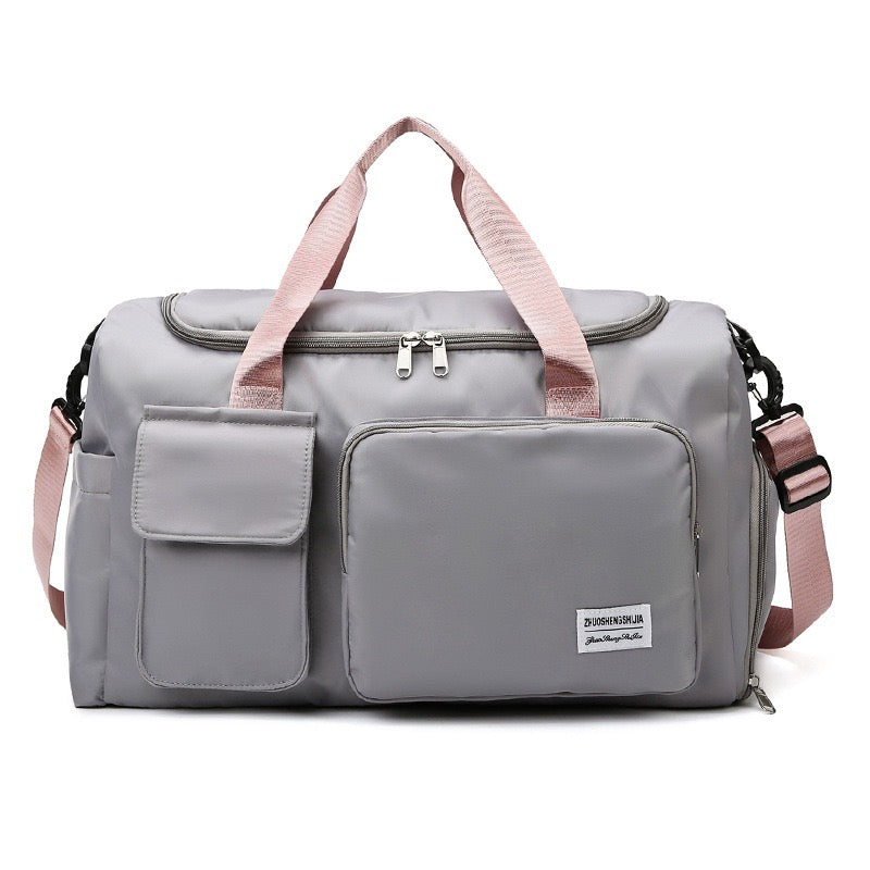 Sports Duffel Bag with Shoe Compartment Water-Repellent Oxford Fabric Travel Gym Bag with Multiple Pockets and Shoulder Strap
