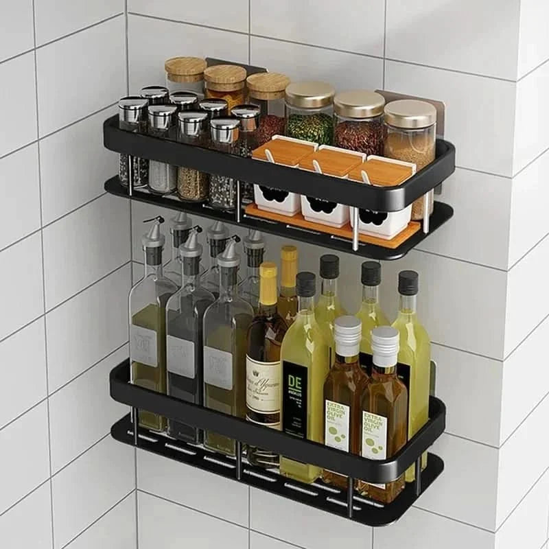 Adhesive Bathroom Shelf No Drill Wall Mounted Shower Caddy Stainless Steel Storage Rack for Shampoo and Soap