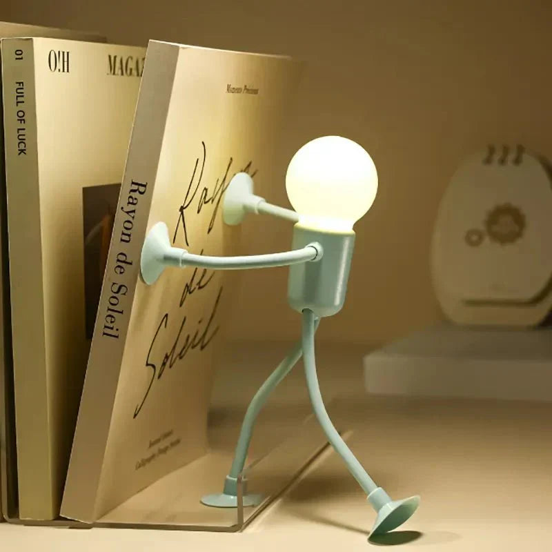 Battery Operated Bendable Figure LED Night Light with Suction Cup Feet