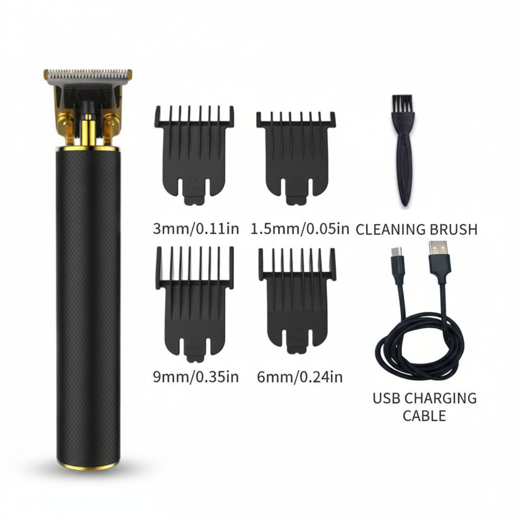 Cordless Hair Trimmer Professional T-Blade Beard and Hair Clipper Rechargeable Carbon Steel Blade Grooming Kit with Guide Combs