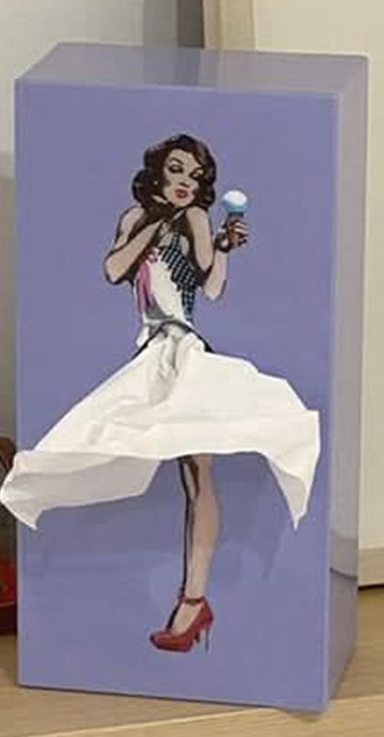 Decorative Tissue Box Cover with Dancing Lady Design Retro Pin-Up Facial Tissue Holder Tissue Dispenser for Living Room Bathroom and Office