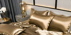 Satin Duvet Cover Set Silky Polyester Bedding Set with Flat Sheet and Pillowcases Wrinkle-Resistant Smooth Bed Linen for All Seasons