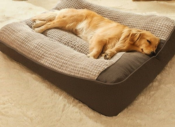 Orthopedic Dog Bed for Large Dogs Scratch-Resistant Dog Bed with Bolster Removable Washable Cover Soft Velvet Pet Bed for Big Breeds