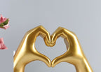 Heart Hands Sculpture Resin Decorative Figurine Love Heart Hand Statue Modern Home Decor Accent for Shelf Table and Bedroom