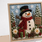 Pre-Punched Christmas Yarn Art Craft Kit with Wooden Tool for Holiday Decor