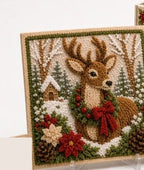 Pre-Punched Christmas Yarn Art Craft Kit with Wooden Tool for Holiday Decor