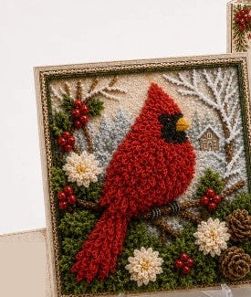 Pre-Punched Christmas Yarn Art Craft Kit with Wooden Tool for Holiday Decor