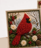 Pre-Punched Christmas Yarn Art Craft Kit with Wooden Tool for Holiday Decor