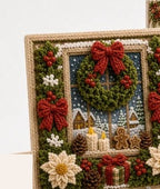Pre-Punched Christmas Yarn Art Craft Kit with Wooden Tool for Holiday Decor