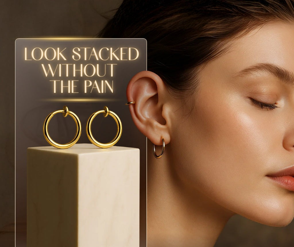 Retractable Clip-On Hoop Earrings for Unpierced Ears with Padded Clasp