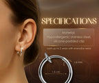 Retractable Clip-On Hoop Earrings for Unpierced Ears with Padded Clasp