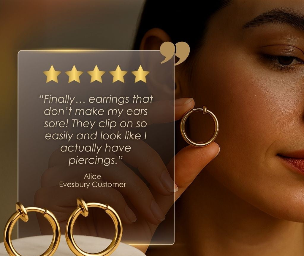 Retractable Clip-On Hoop Earrings for Unpierced Ears with Padded Clasp