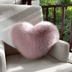 Heart Shaped Faux Fur Throw Pillow Fluffy Plush Decorative Cushion Soft Heart Pillow for Sofa Bed and Living Room