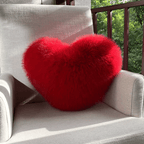 Heart Shaped Faux Fur Throw Pillow Fluffy Plush Decorative Cushion Soft Heart Pillow for Sofa Bed and Living Room