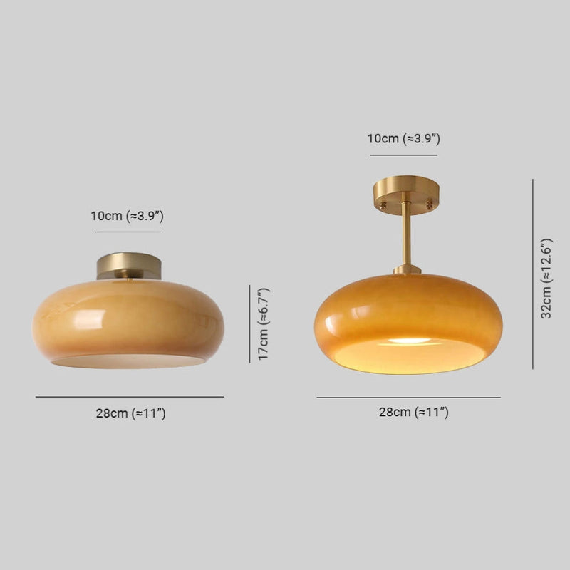 Vintage Glass Ceiling Pendant Light with E27 Socket Semi Flush Mount